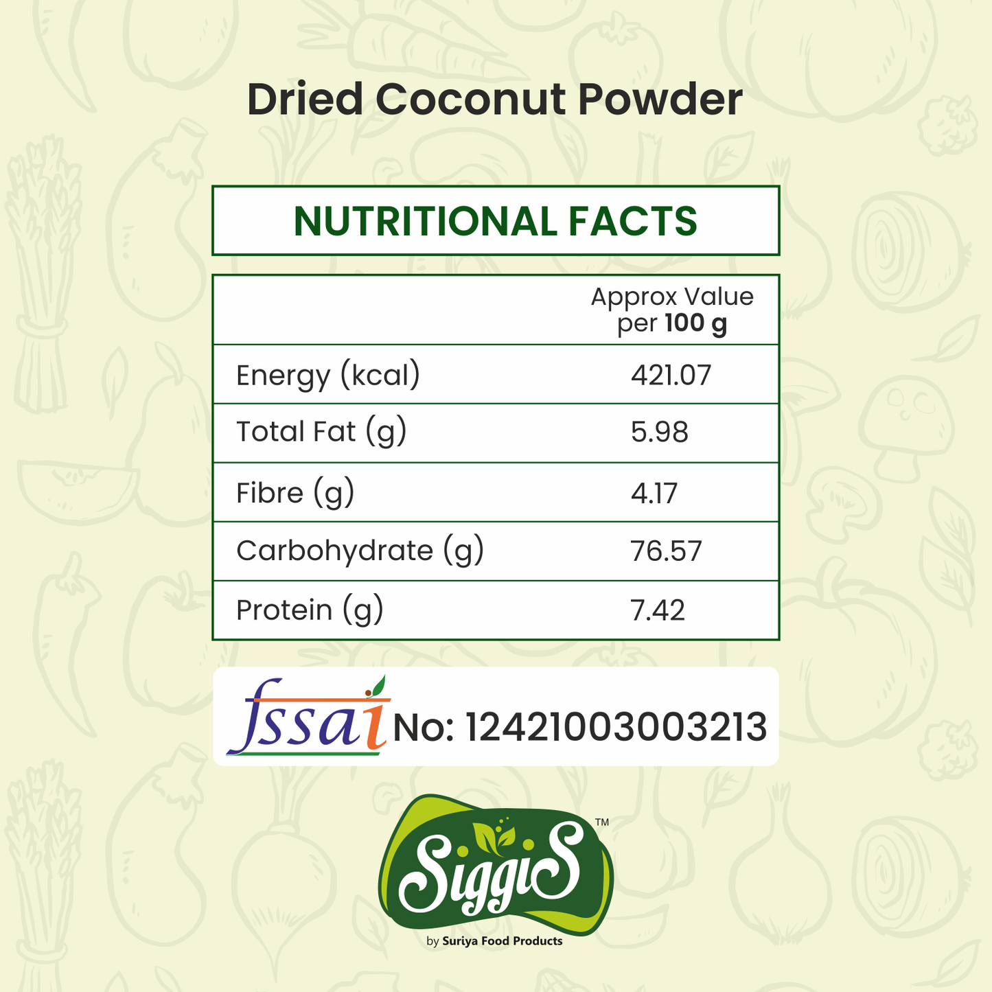 Dried Coconut Powder